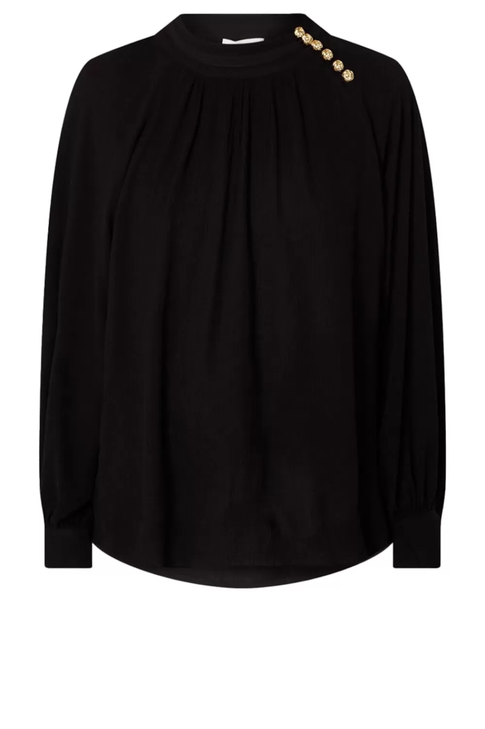 Bloezen & Tops<ba&sh Crepe Top Met Luxe Knopen Neil | Zwart