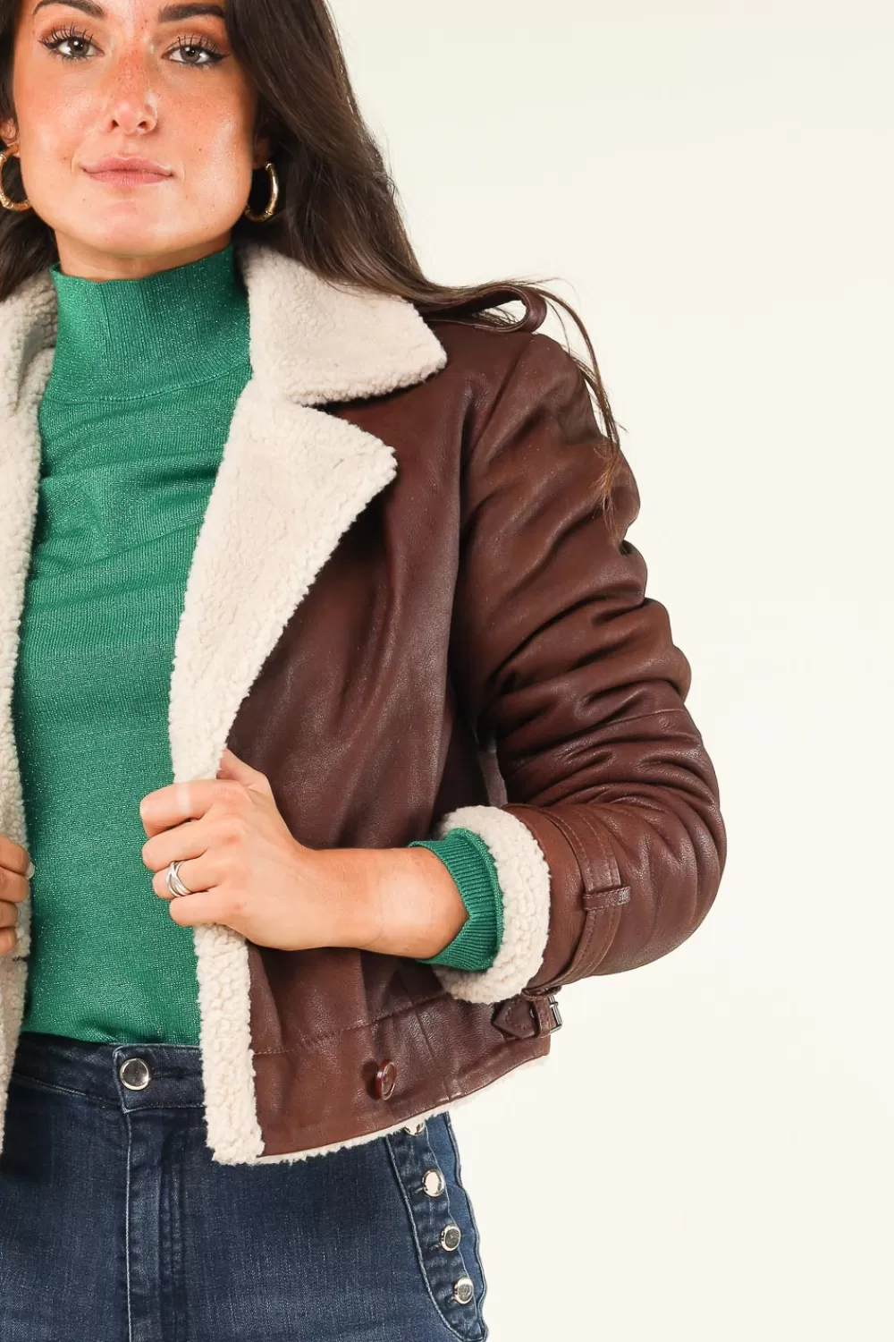 Jassen En Blazers<Ibana Leren Teddy Biker Belvine | Bruin