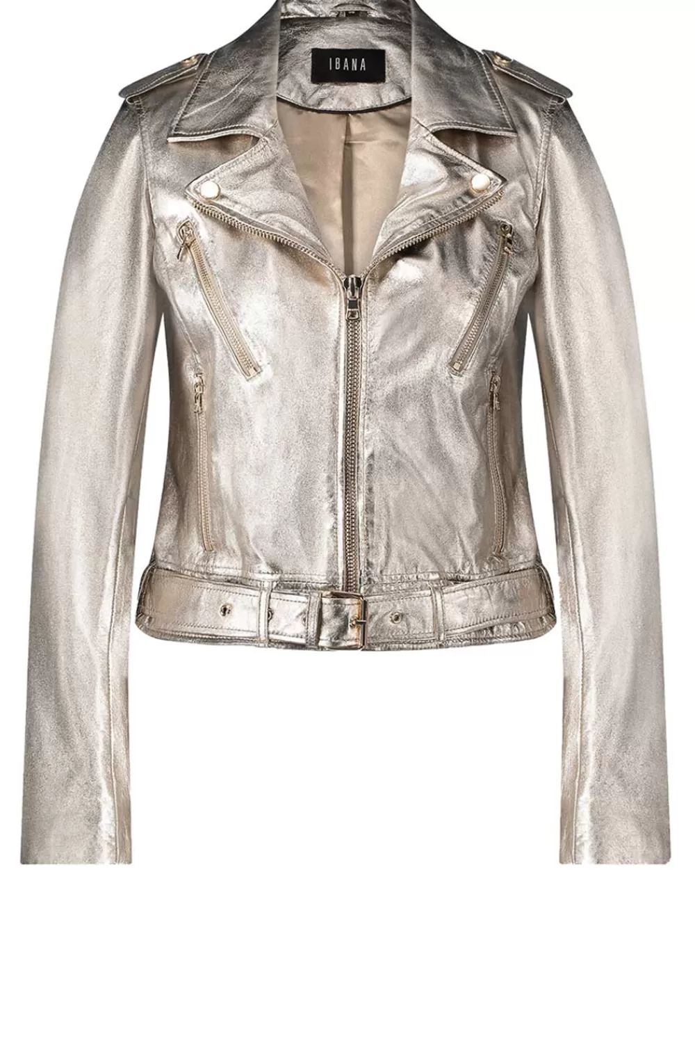 Jassen En Blazers<Ibana Metallic Leren Biker Moss | Metalen