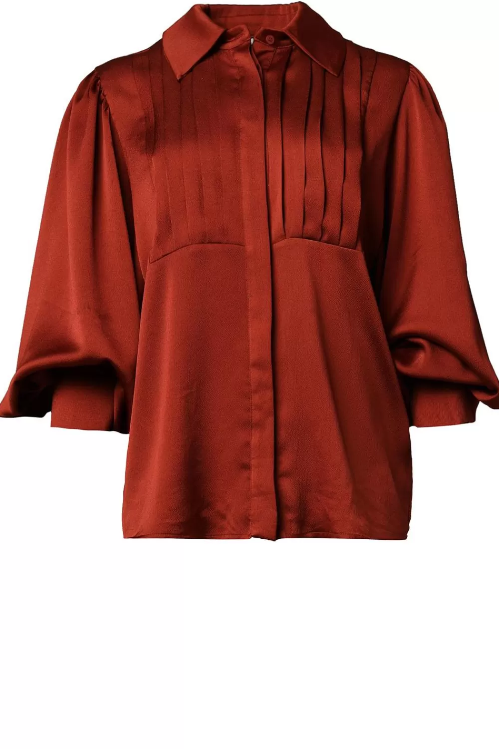 Bloezen & Tops<Silvia Heach Oversized Plisseblouse Patrizia | Bruin