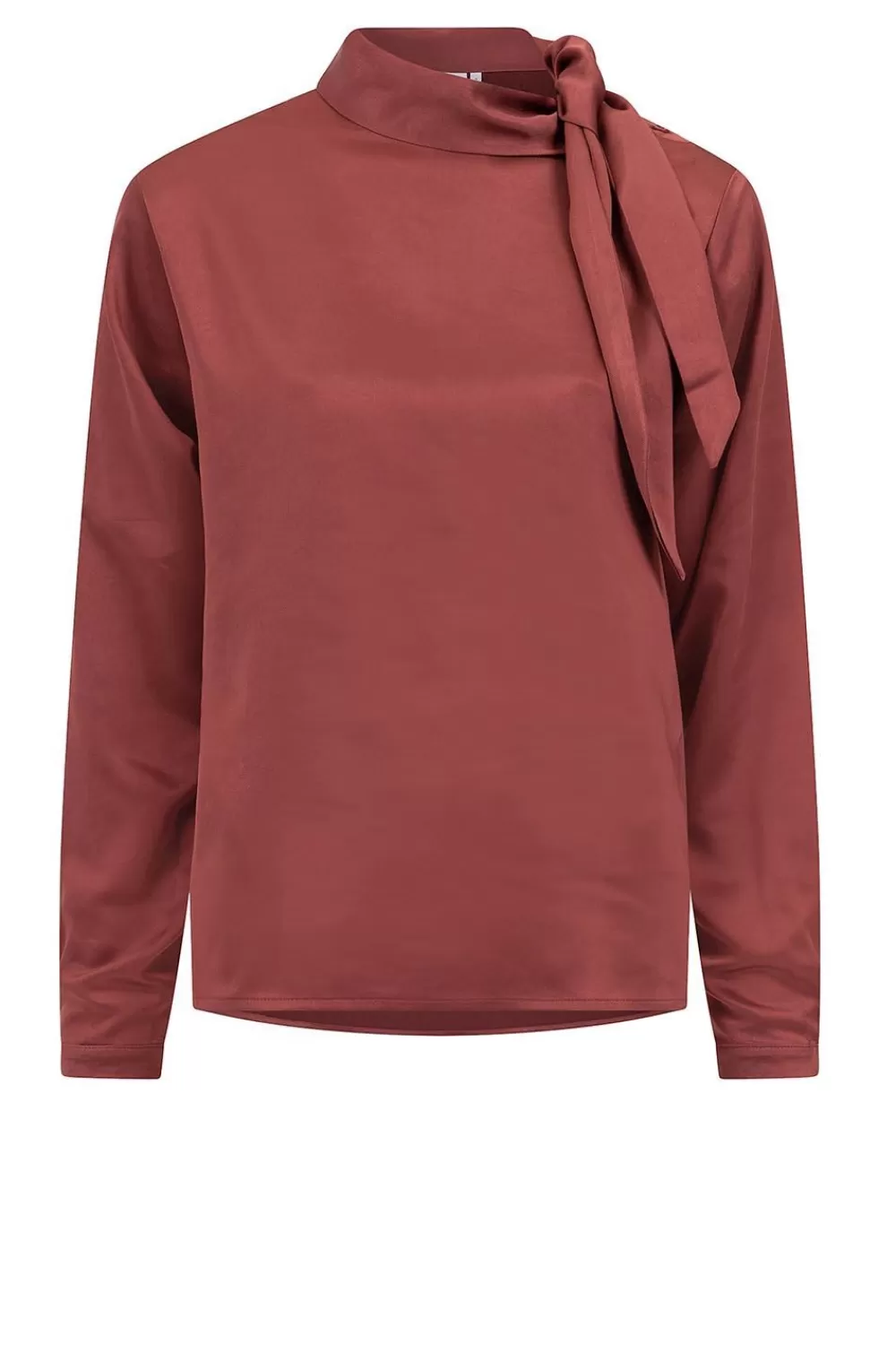 Bloezen & Tops<Gebreid Satijnlook Top Met Sjaaldetail Jenny | Bordeaux